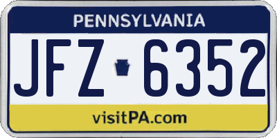 PA license plate JFZ6352