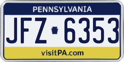 PA license plate JFZ6353
