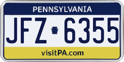 PA license plate JFZ6355