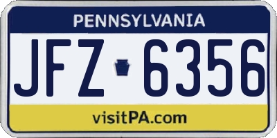 PA license plate JFZ6356