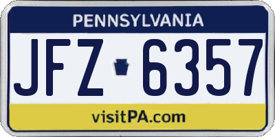PA license plate JFZ6357