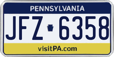 PA license plate JFZ6358