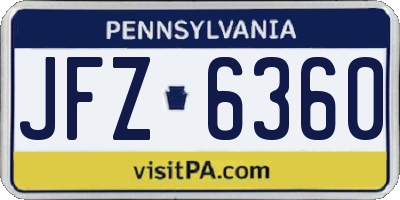 PA license plate JFZ6360