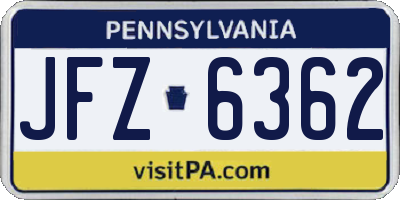 PA license plate JFZ6362