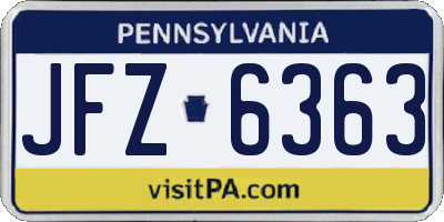 PA license plate JFZ6363