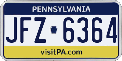 PA license plate JFZ6364
