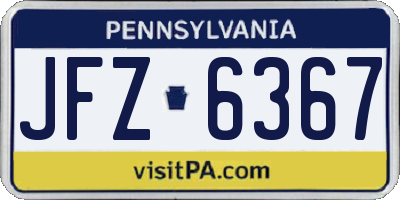 PA license plate JFZ6367