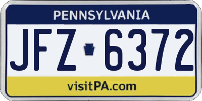 PA license plate JFZ6372