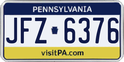 PA license plate JFZ6376