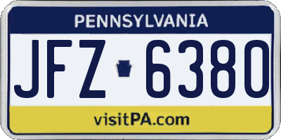 PA license plate JFZ6380