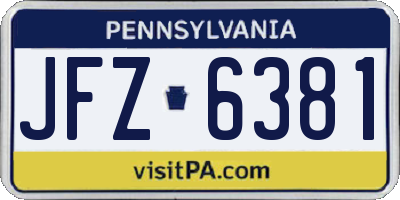 PA license plate JFZ6381
