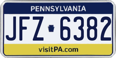 PA license plate JFZ6382