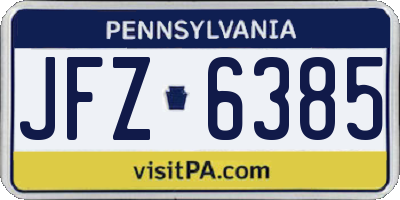 PA license plate JFZ6385