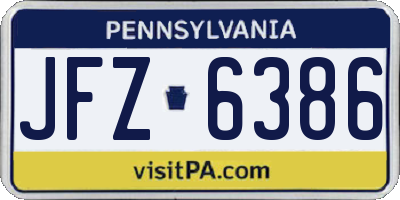 PA license plate JFZ6386