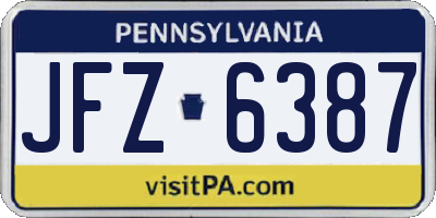 PA license plate JFZ6387
