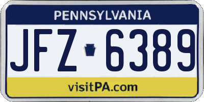 PA license plate JFZ6389