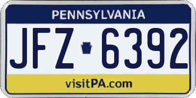 PA license plate JFZ6392