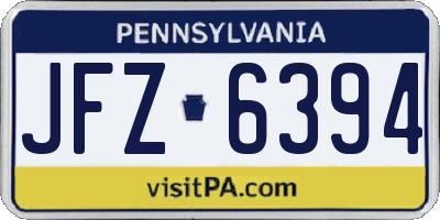 PA license plate JFZ6394