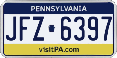 PA license plate JFZ6397