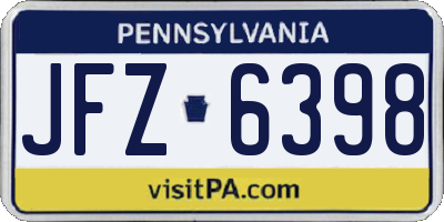 PA license plate JFZ6398