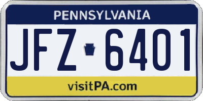 PA license plate JFZ6401