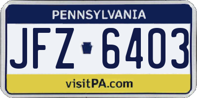 PA license plate JFZ6403