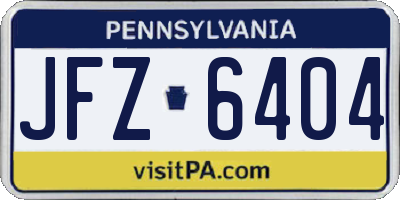 PA license plate JFZ6404