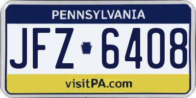 PA license plate JFZ6408