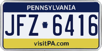 PA license plate JFZ6416