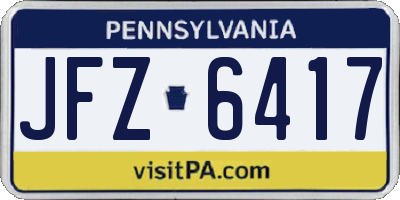 PA license plate JFZ6417