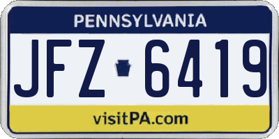 PA license plate JFZ6419