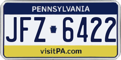 PA license plate JFZ6422