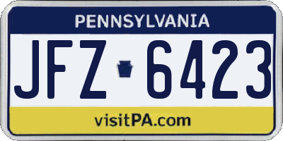 PA license plate JFZ6423