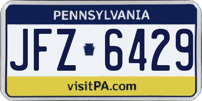 PA license plate JFZ6429
