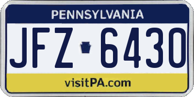 PA license plate JFZ6430