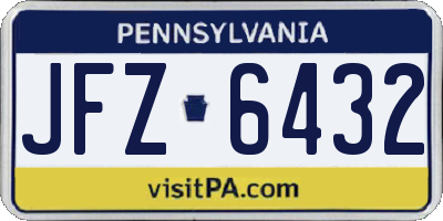 PA license plate JFZ6432