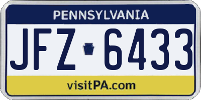 PA license plate JFZ6433
