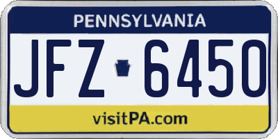 PA license plate JFZ6450
