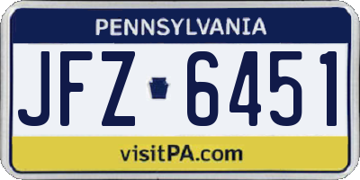 PA license plate JFZ6451