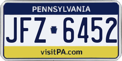 PA license plate JFZ6452