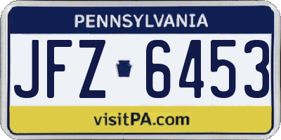 PA license plate JFZ6453