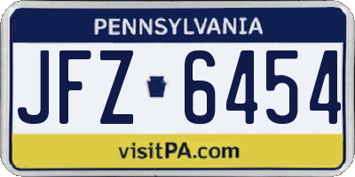 PA license plate JFZ6454