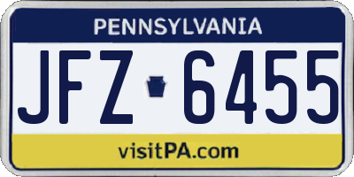 PA license plate JFZ6455
