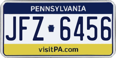 PA license plate JFZ6456