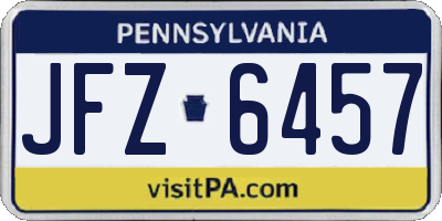PA license plate JFZ6457