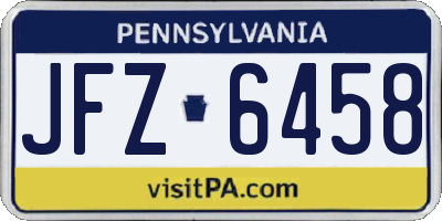 PA license plate JFZ6458