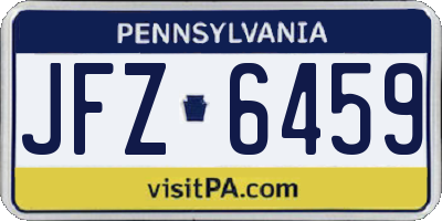 PA license plate JFZ6459