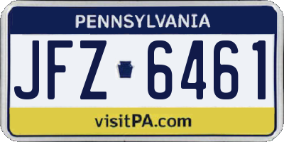PA license plate JFZ6461