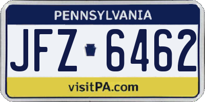 PA license plate JFZ6462