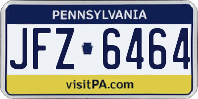 PA license plate JFZ6464